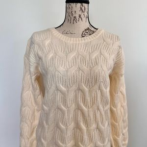 Women's Belldini Crewneck Knitted Sweater w/ Blouson Sleeves Cable Stitch Size S